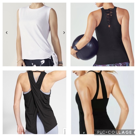 Fabletics Tops - 💯Fabletics & Athleta PlusSize Setof 4 Activewear Tanks Black/White Size 1X/2X💕